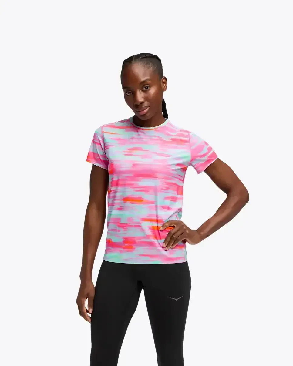 HOKA Airolite Kurzarmshirt 2.0 Verwaschenes Rosa Damen Media front view
