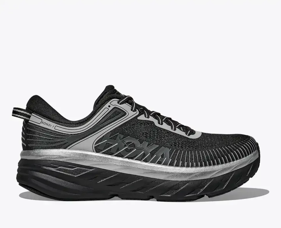 HOKA Bondi 7 Black Stardust Media front view