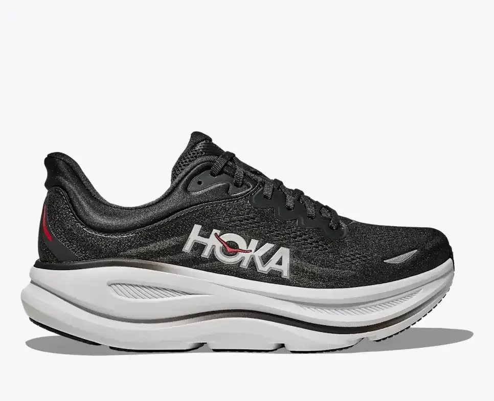 HOKA Bondi 9 Black Vermillion Media front view