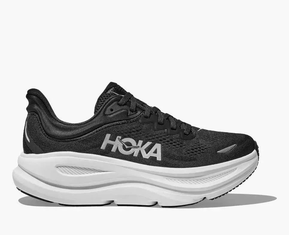 HOKA Bondi 9 Black White Media front view