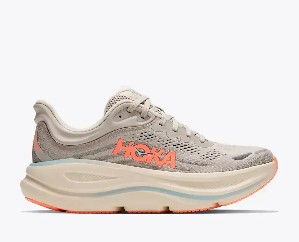 HOKA Bondi 9 River Rock Grey Mineral Ore Damen Media front view