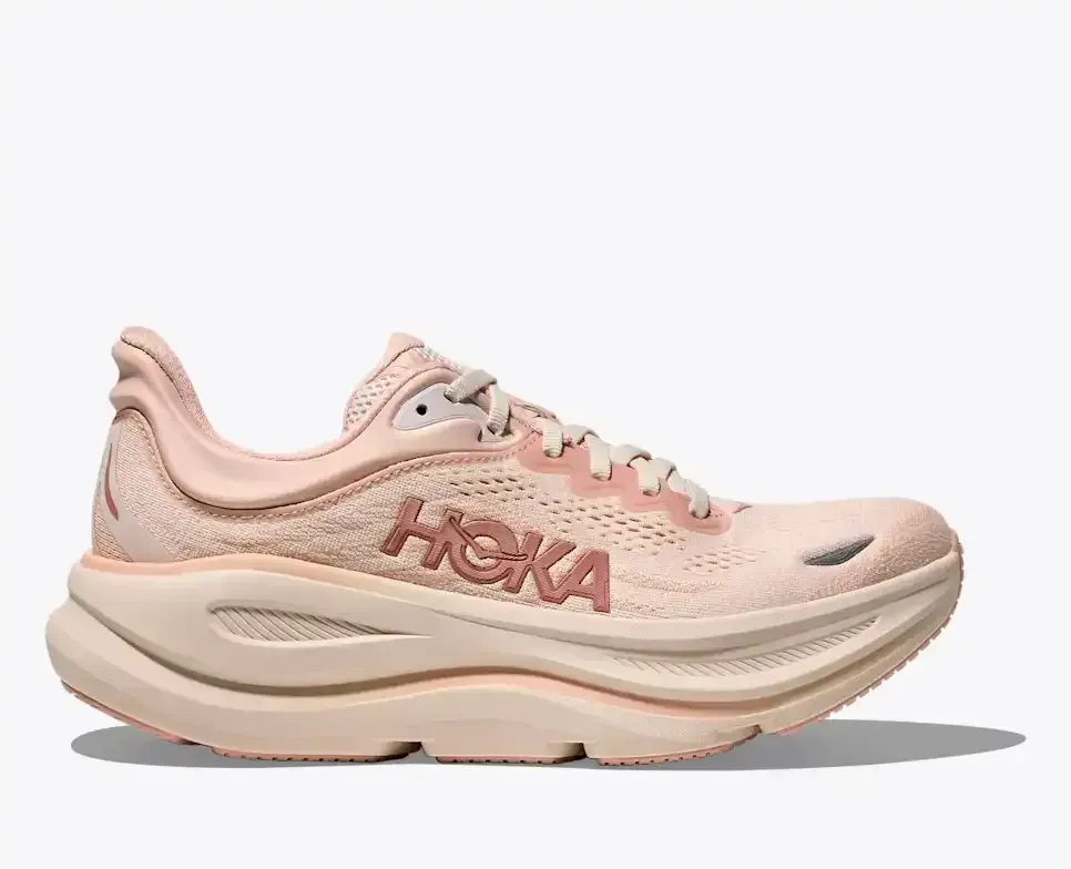 HOKA Bondi 9 Rose Latte Rose Cream Damen Media front view