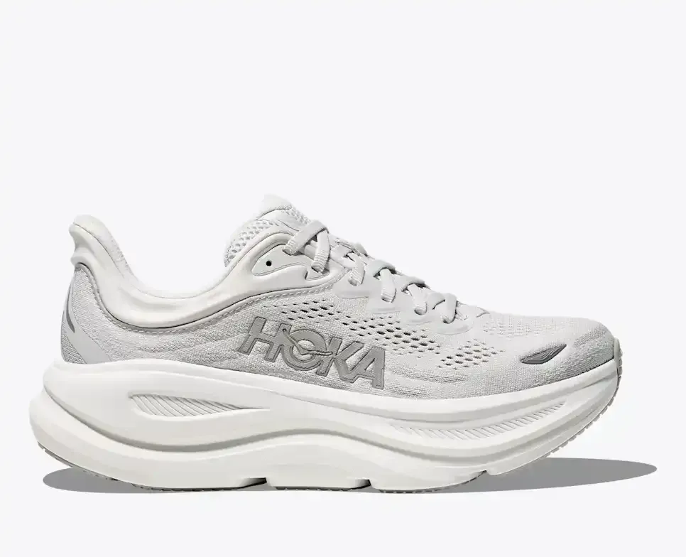 HOKA Bondi 9 Stardust Silver Damen Media front view