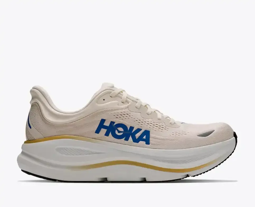HOKA Bondi 9 Whisper White Fort Knox Media front view