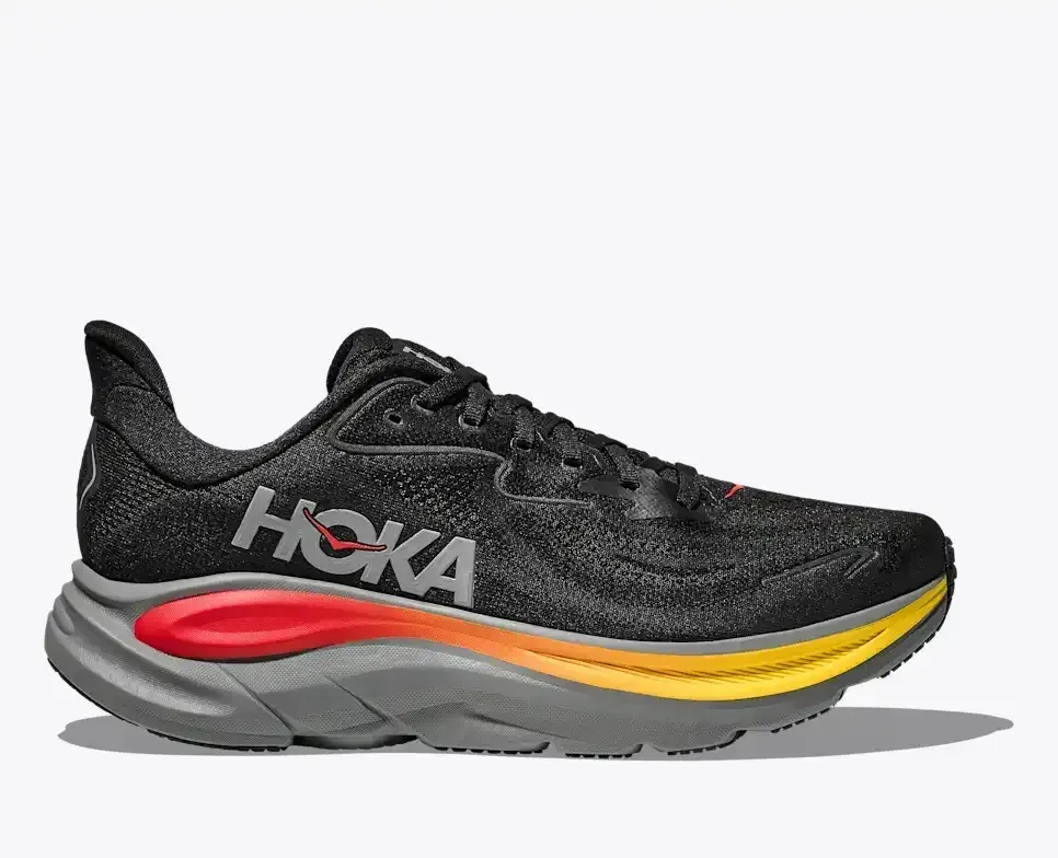 HOKA Clifton 10 Black Galactic Grey Media front view