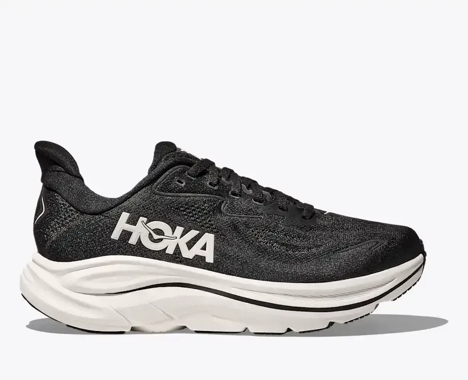 HOKA Clifton 10 Schwarz Weiß Media front view