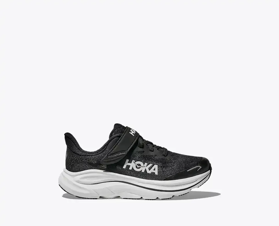 HOKA Clifton 10 Schwarz Weiß (Kleine Kinder) Media front view