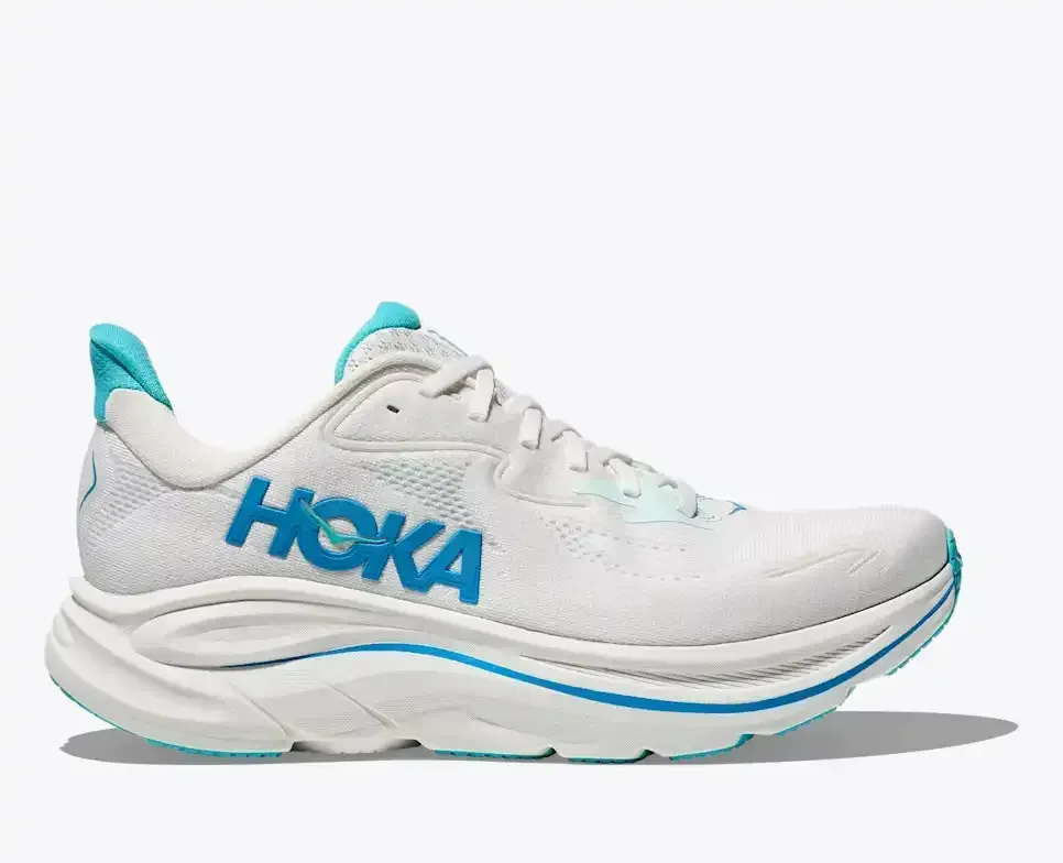 HOKA Clifton 10 Weiß Skyward Blue Media front view