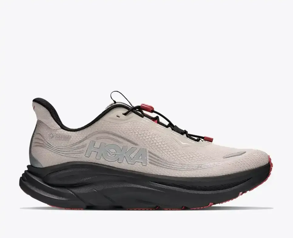 HOKA Clifton 11 GORE-TEX® River Rock Grey Carbon Black Media front view