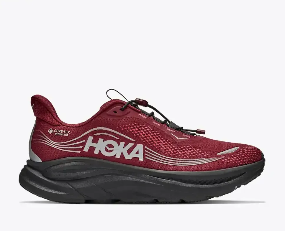 HOKA Clifton 11 GORE-TEX® Varsity Burgundy Carbon Black Media front view