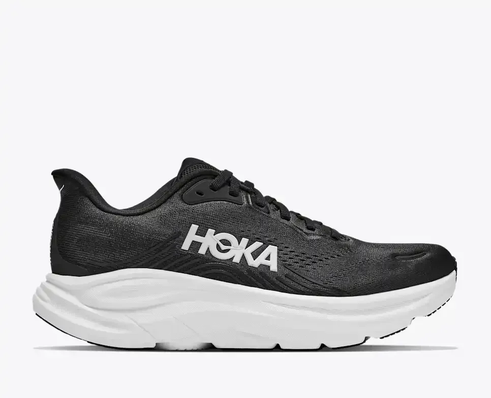 HOKA Clifton 11 Schwarz Weiß Media front view