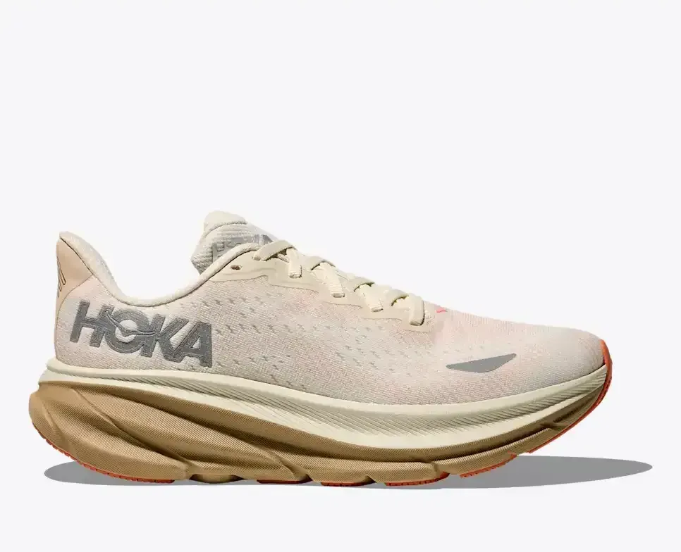 HOKA Clifton 9 GORE-TEX Eggshell Khaki (Damen) Media front view