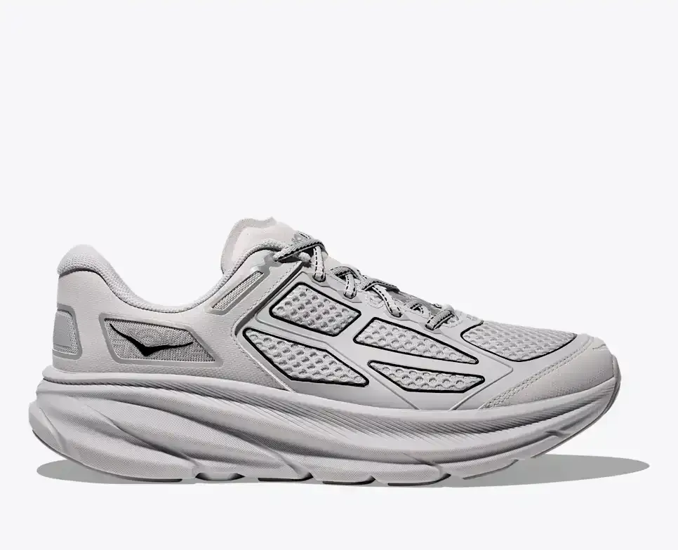 HOKA Clifton One9 Aschgrau Silber Media front view