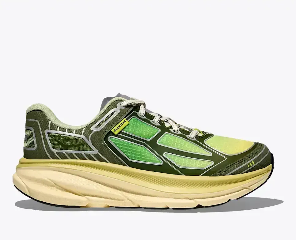 HOKA Clifton One9 Supervsn Green Flash Media front view