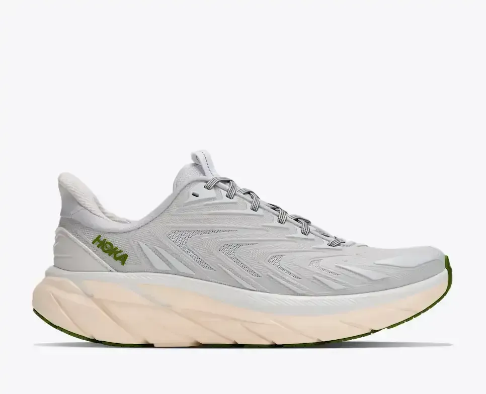 HOKA Clifton UTL Cosmic Grey Koriander Media front view