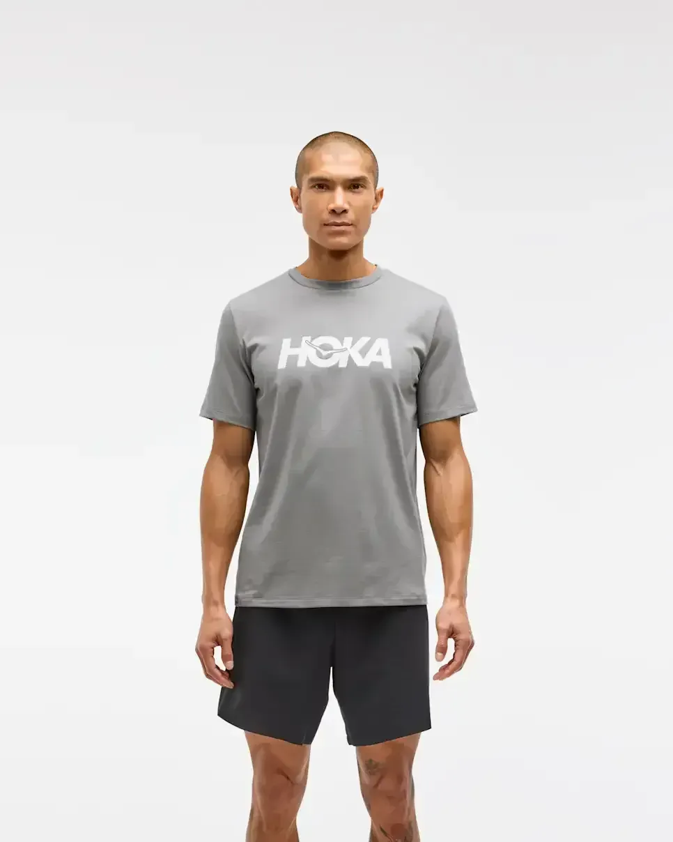 HOKA Core Logo Graphic Tee Galactic Grey Media front view