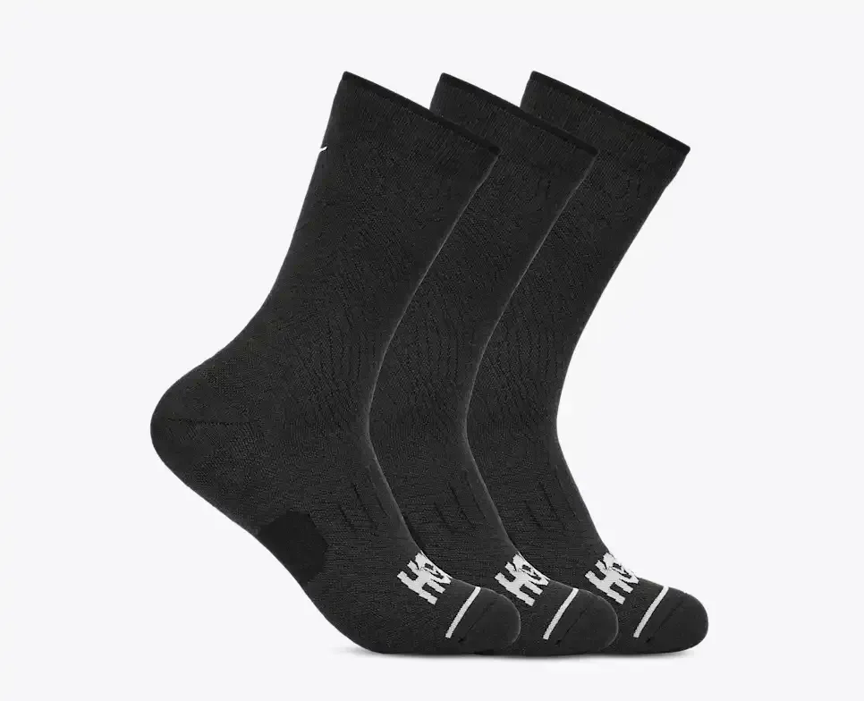 HOKA Crew Run Socke 3er-Pack Schwarz/Schwarz/Schwarz Media front view
