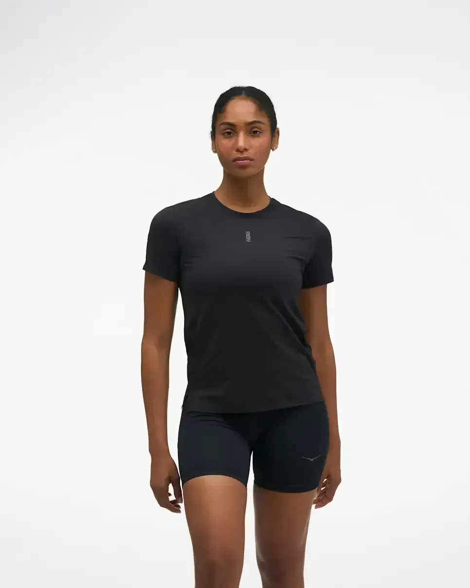HOKA EveryRun Kurzarm Schwarz (Damen) Media front view