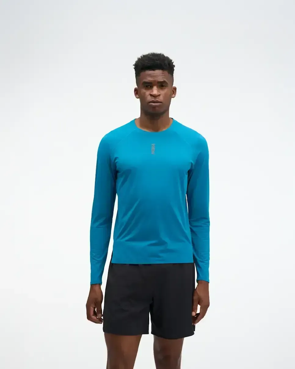 HOKA EveryRun Langarmshirt Night Glow Blue Media front view