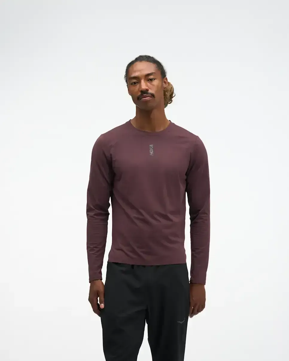 HOKA EveryRun Long Sleeve Deep Mauve Media front view
