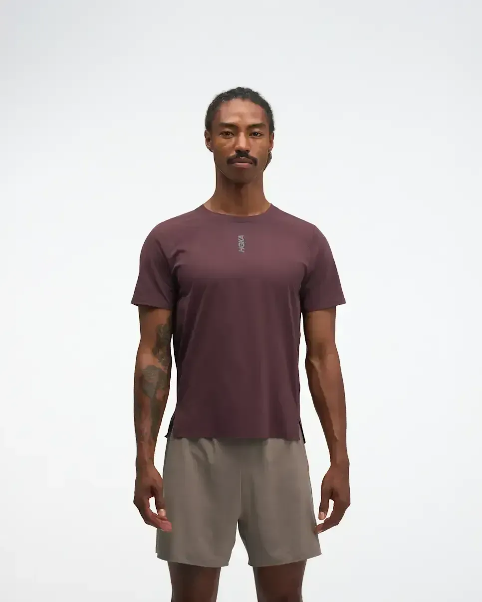 HOKA EveryRun Short Sleeve Deep Mauve Media front view