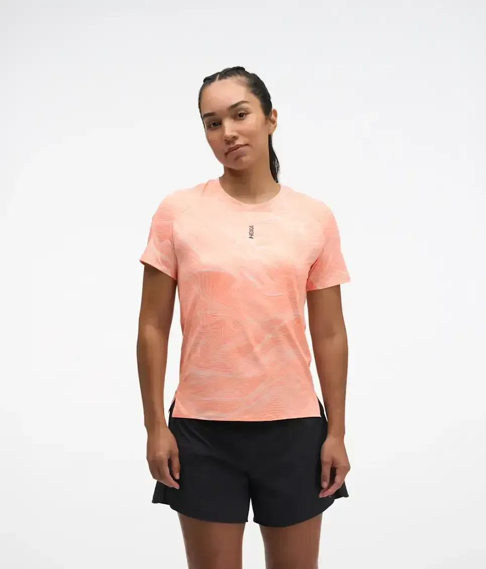 HOKA EveryRun Short Sleeve Sunstone Prt (Damen) Media front view