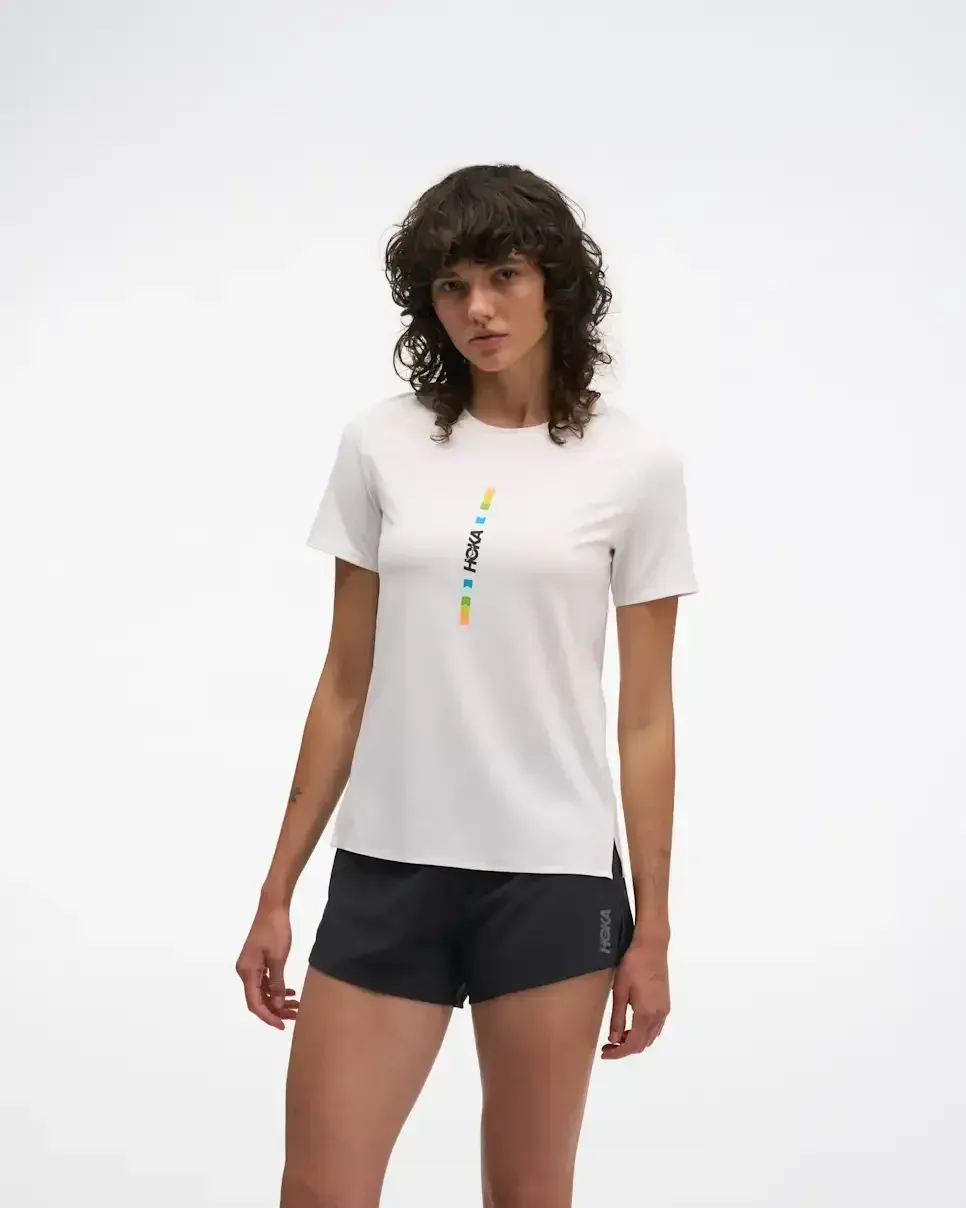 HOKA EveryRun Short Sleeve White Multi (Damen) Media front view