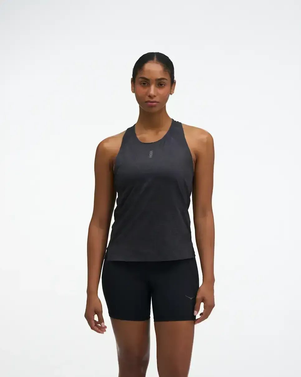 HOKA EveryRun Tank Black Squid Ink Prt (Damen) Media front view