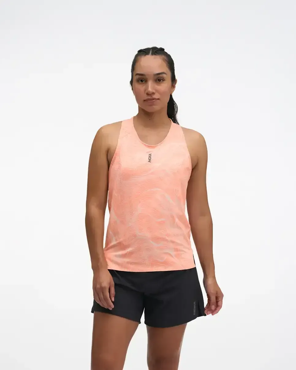 HOKA EveryRun Tank Sunstone Prt (Damen) Media front view
