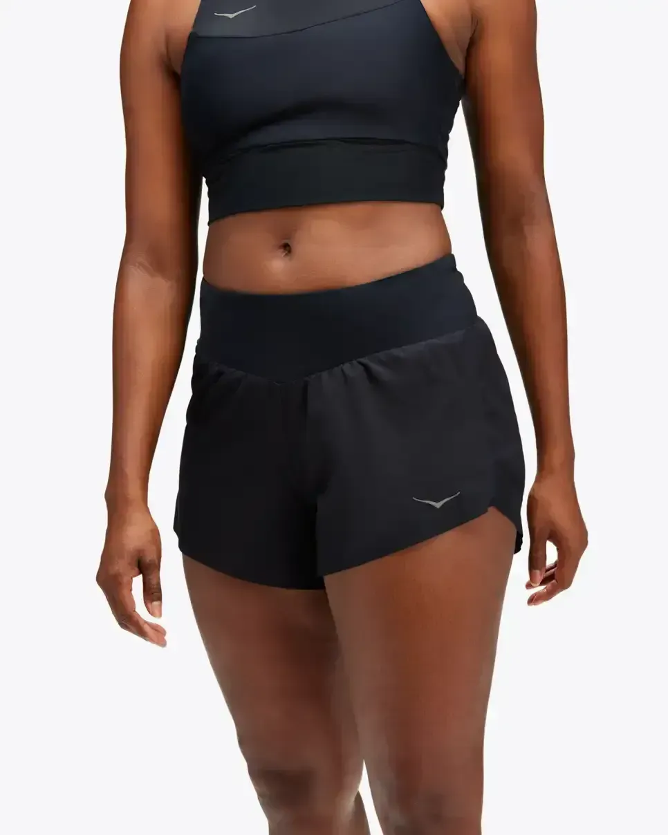 HOKA Glide 4″ Short Schwarz (Damen) Media front view