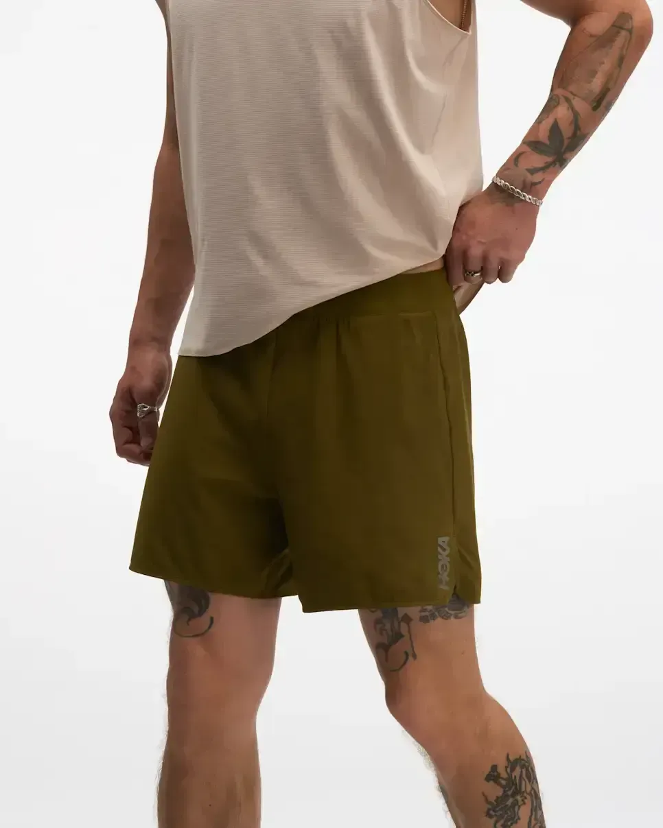 HOKA Glide Short 5″ Brief Sepia Media front view