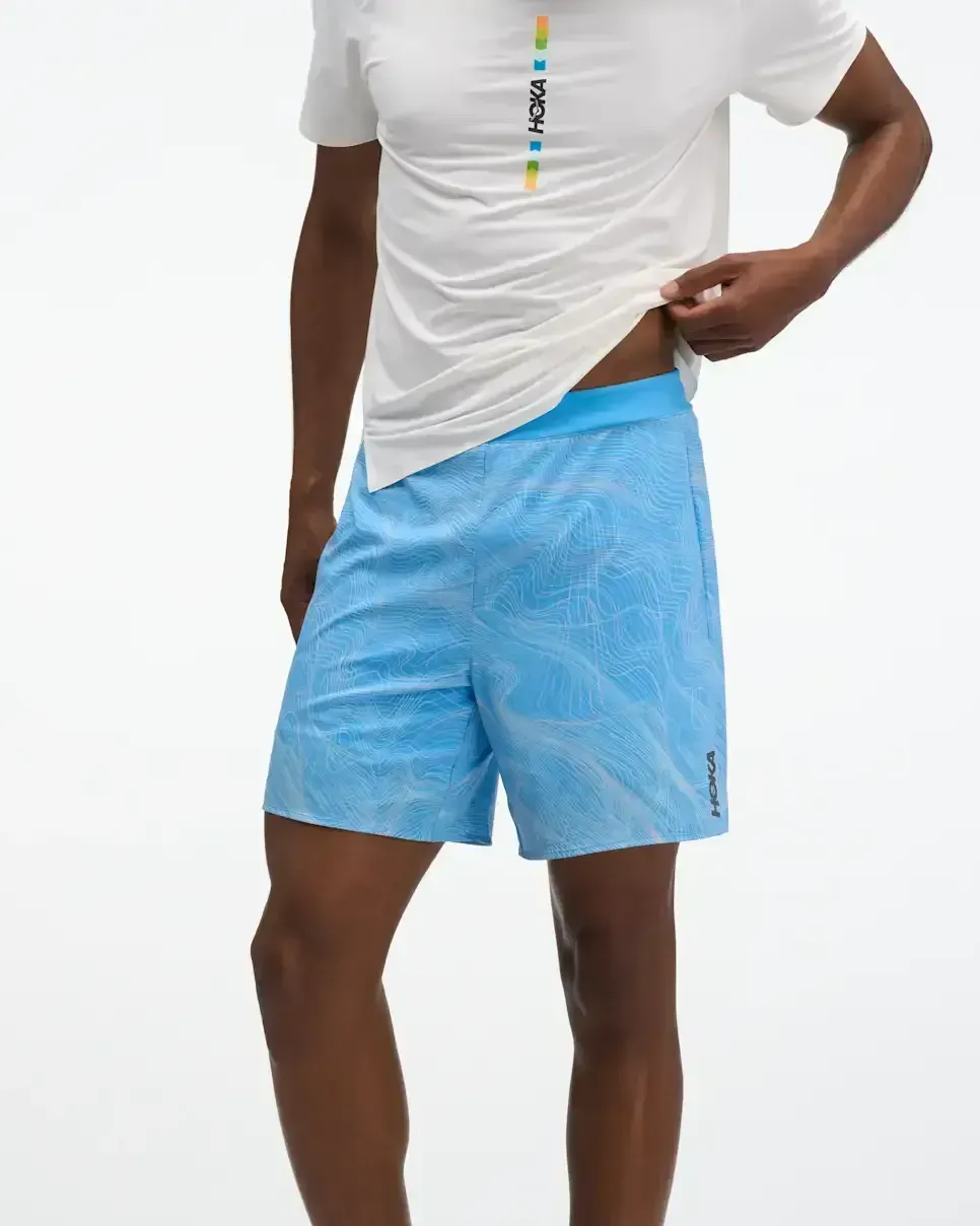 HOKA Glide Short 7″ 2in1 Mineral Blue Prt Media front view