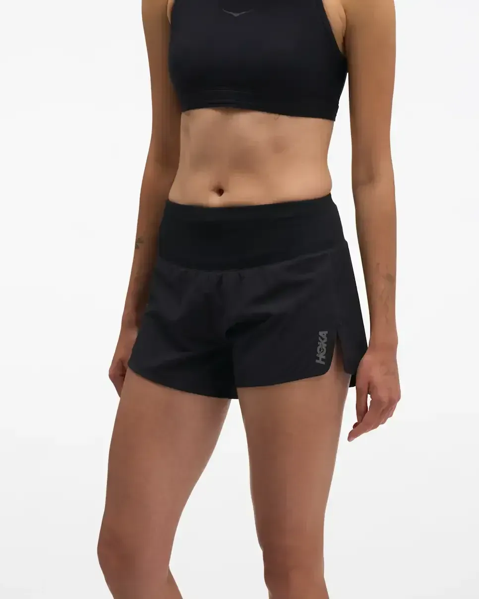 HOKA Glide Short MR 3,5″ Slip Schwarz (Damen) Media front view