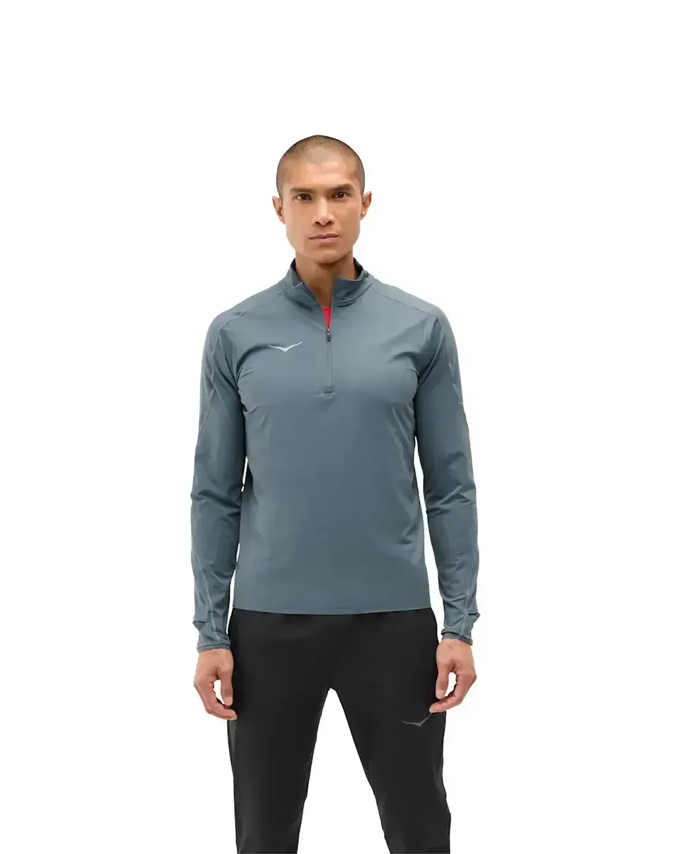 HOKA GlideTech Quarter Zip Faded Navy Media front view