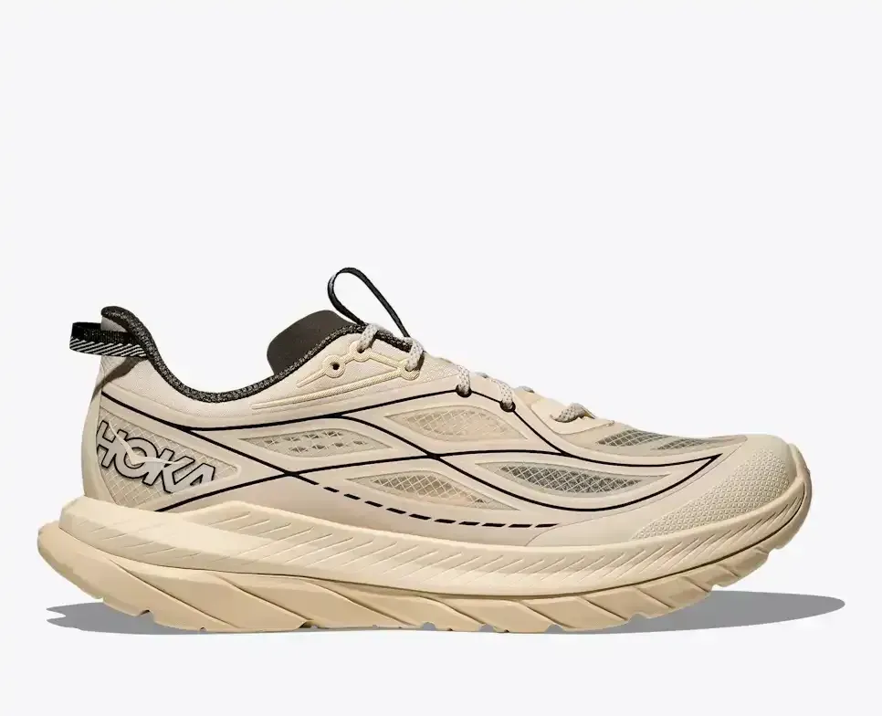 HOKA Mach Remastered Eggshell Asphalt Grey Media front view