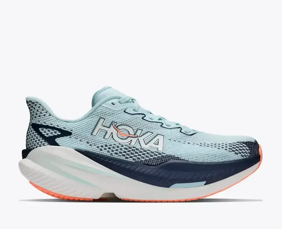 HOKA Mach X 3 Glimmering Blue Varsity Navy (Damen) Media front view