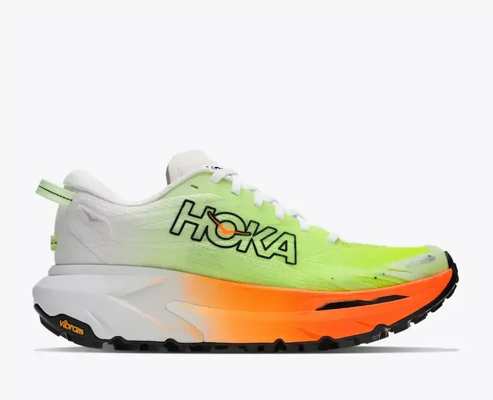 HOKA Mafate 5 Frost Neon Tangerine Media front view