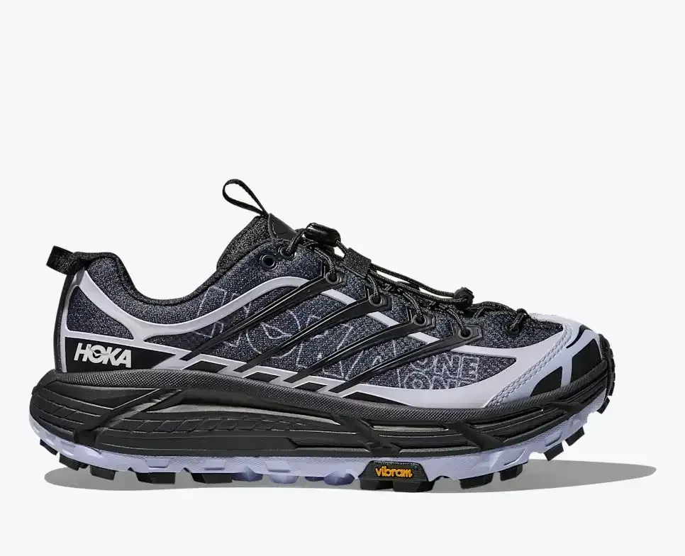 HOKA Mafate Three2 Carbon Black Ambient Blue Media front view
