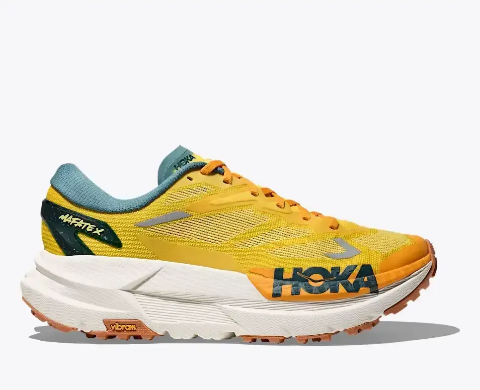 HOKA Mafate X Zest Mountain Fog Media front view