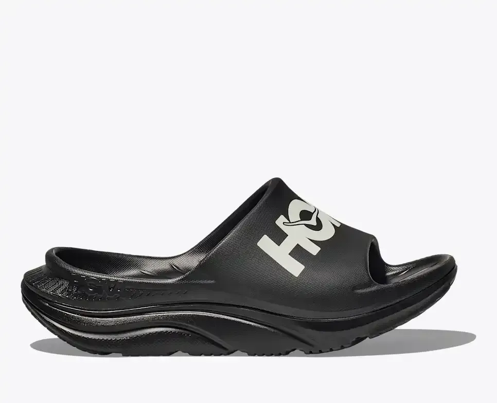 HOKA Ora Athletic Slide Schwarz Weiß Media front view