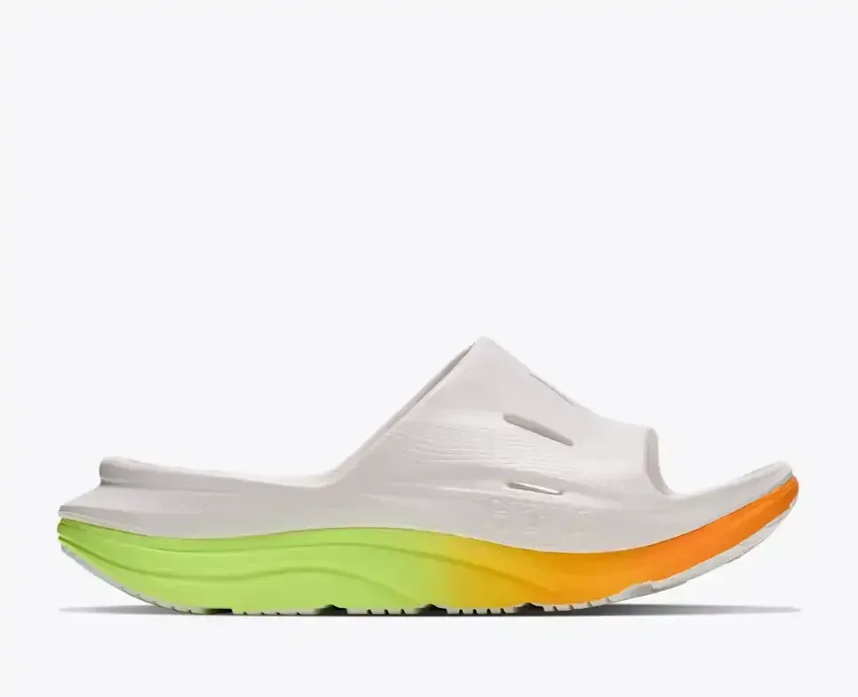 HOKA ORA Recovery Slide 3 Weiß Neon Yuzu Media front view