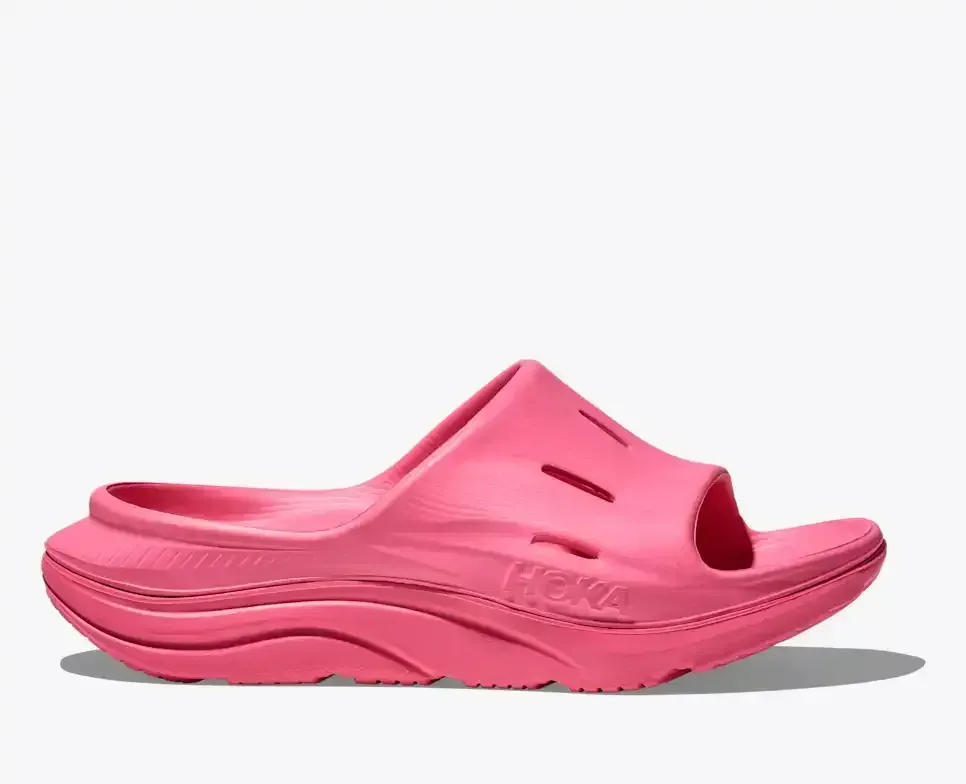 HOKA ORA Recovery Slide Neon Rose Media front view