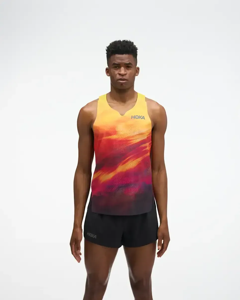 HOKA Race Day Singlet Hoka Citrus Prt Media front view