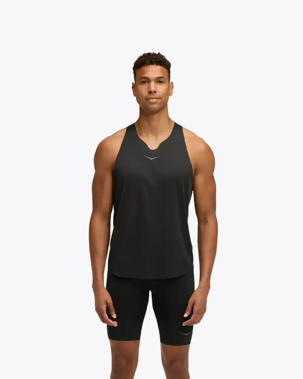 HOKA Race Day Singlet Schwarz Media front view