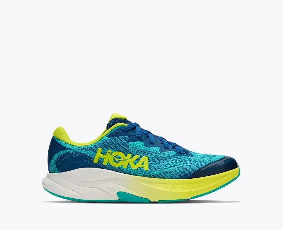 HOKA Rincon 4 Electric Aqua Neon Citrus (GS) Media front view