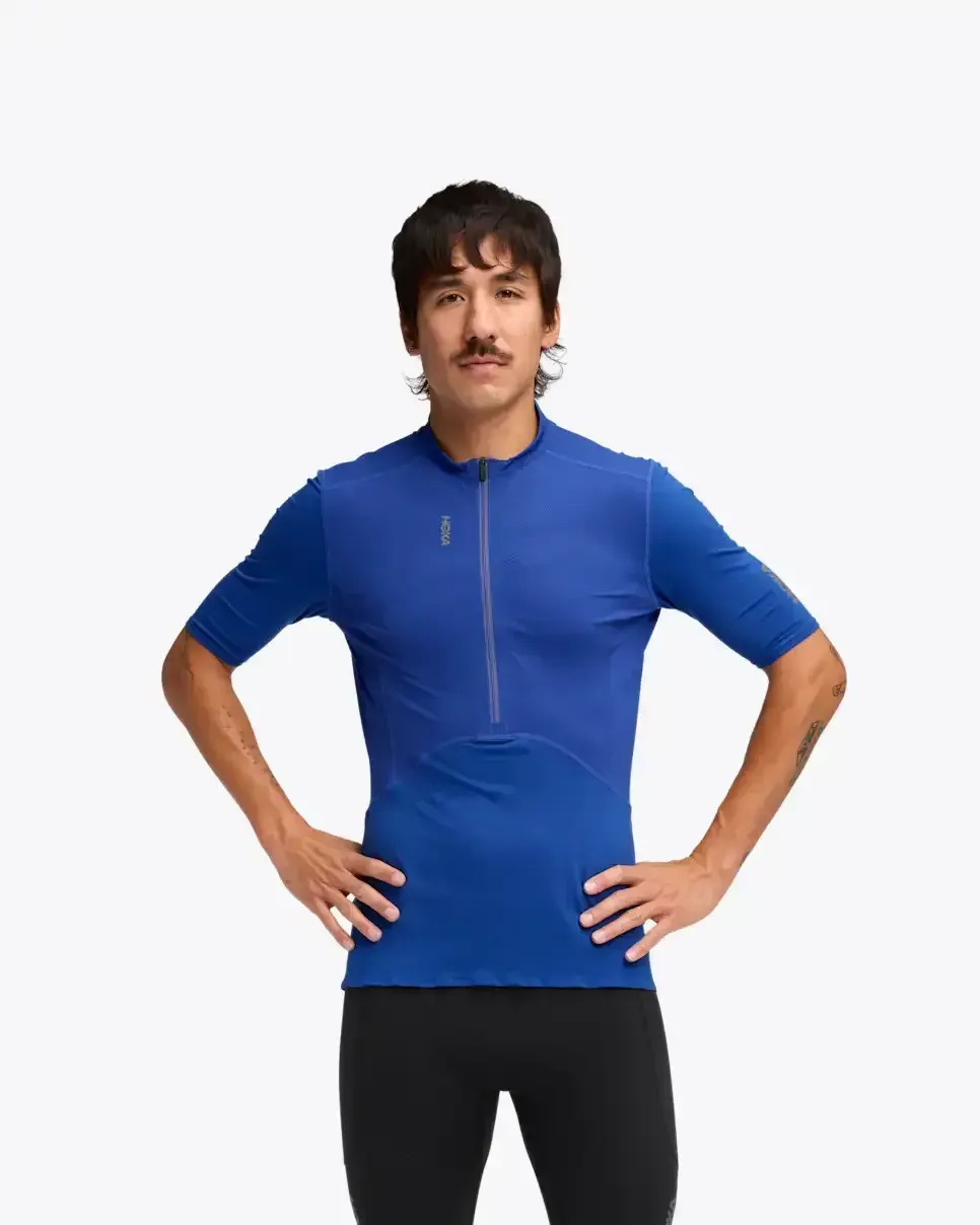 HOKA SkyBreeze Short Sleeve Zip Ultramarin Media front view