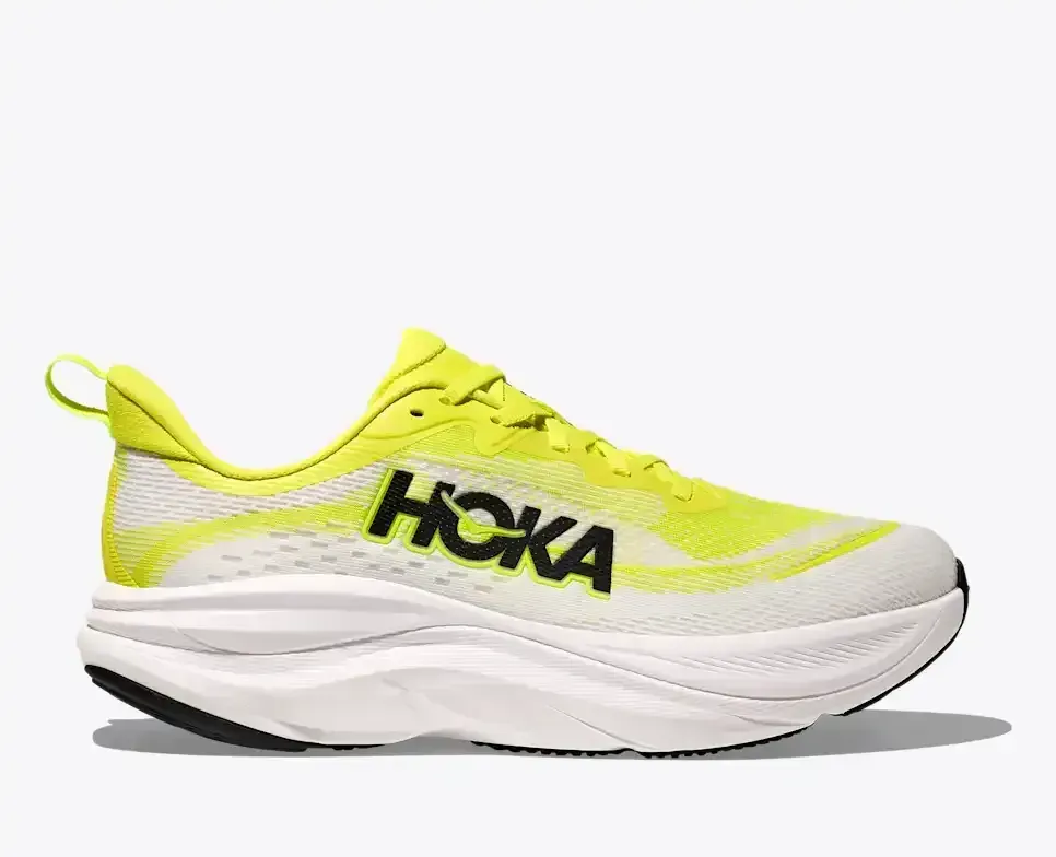 HOKA Skyflow Neon Citrus White Media front view