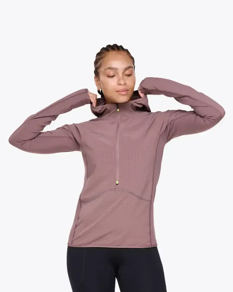 HOKA SkyGlow Half-Zip Smokey Quartz (Damen) Media front view