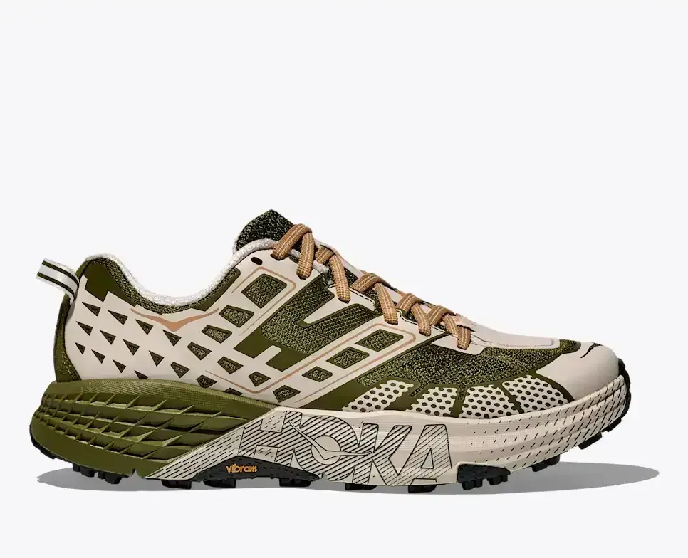 HOKA Speedgoat 2 Moss Green Rose Cream Media front view