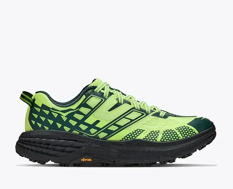 HOKA Speedgoat 2 Neon Yuzu Schwarz Media front view